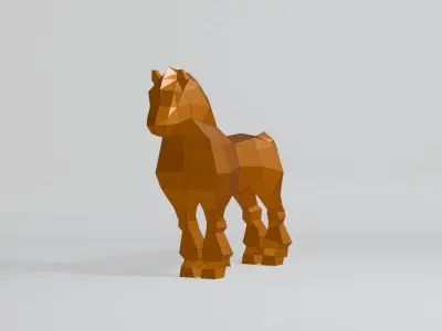 Polygonal Shire Horse 3D model