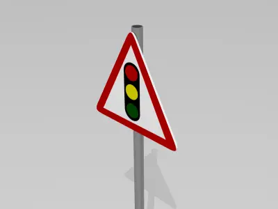 Signal ahead sign 3D model