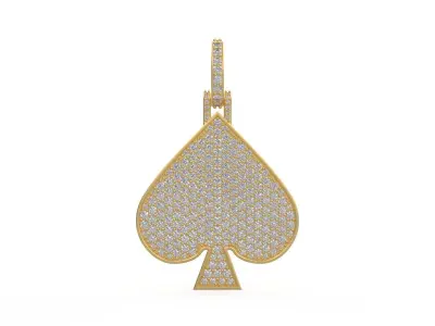 Model 1130 Playing Cards Spades Iced Out Pendant Large 40mm 3D print model