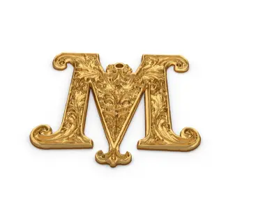 Alphabet Letter M  Pendant 3D print model