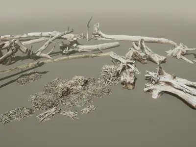 Driftwood Props for Unreal Nanite 3D model