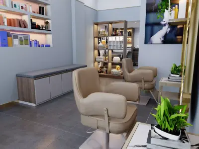 Modern Hair Salon Styling Chair Collection 3D - PBR Textures 3D model