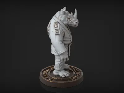 Rhino Jiu-Jitsu Fighter BJJ Tabletop Miniature for 3D Printing 3D print model