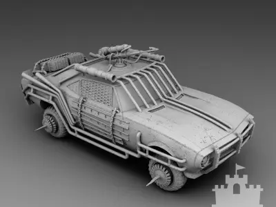 A car with a harpoon 3D print model