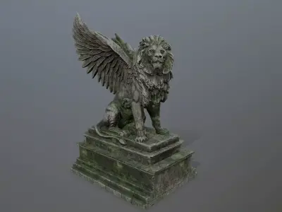lion statue Low-poly 3D model