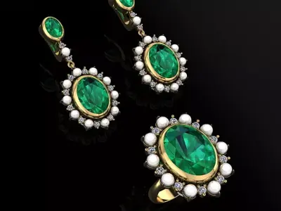 Ring and Earrings 05 3D print model