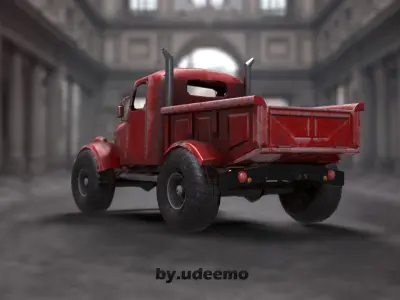 Old Red Truck  Low-poly 3D model