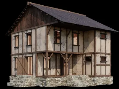 Medieval Houses 07 - 4K Textures Game Ready Low-poly 3D model