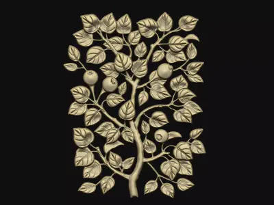 classic relief cnc art leave tree  gothic old vintage floral 3D print model