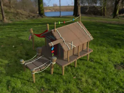 Hut on the shore 3D model
