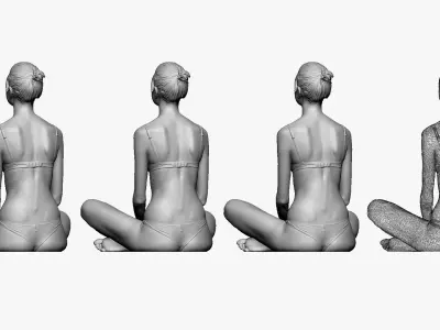 001241 woman in bikini seat yoga pose 3dp 3D print model
