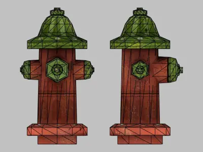 Hydrant  prop lowpoly for videogame Free low-poly 3D model