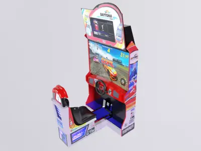 Low Poly PBR Daytona car racing game machine Low-poly 3D model
