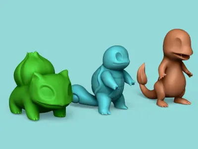 Pokemon Islands - Bulbasaur Charmander Squirtle - Printable 3D print model