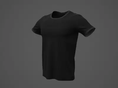 T-Shirt Male PBR Game-ready Black Color Low-poly 3D model