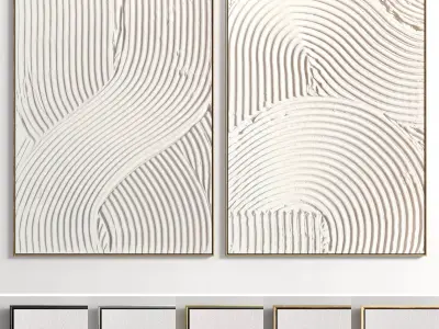 Plaster Two Photo Frame 61 Low-poly 3D model