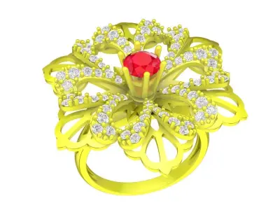 Luxury Floral Diamond Ring for Women 3D Model 4472 3D print model