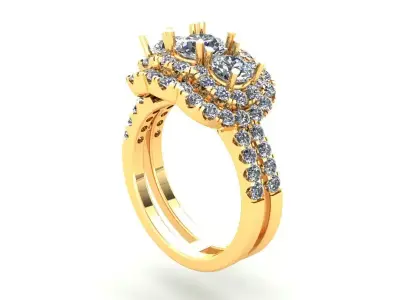 Three Stone Pav Set Wedding Ring 399 3D print model