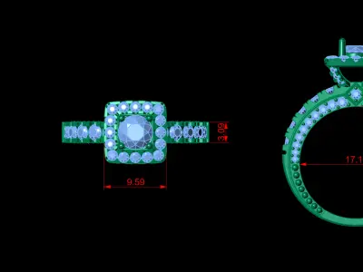 Solitaire Halo Diamond Ring 3D print model