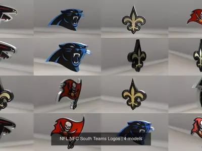 NFL NFC South Teams Logos 3D Model Pack