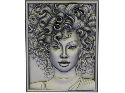 Beautiful Curly-Haired Girl 3D model