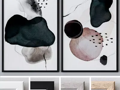 Set of large wall paintings 468 3D model