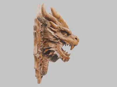 Dragon Head Emblem 3D Model Low-poly 3D model