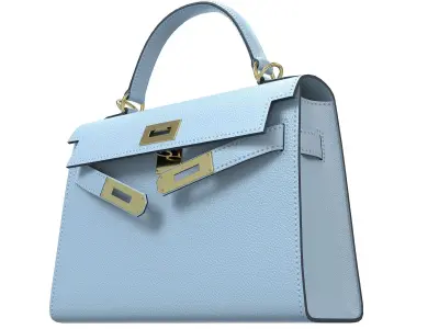 Hermes Kelly Bag Light Blue Leather Low-poly 3D model