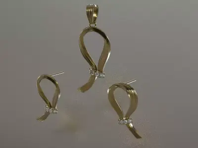 Diamond Accented Ribbon Loop Half Set model  js0023 3D print model