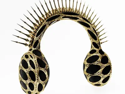 Gold abstract headphones 3D model