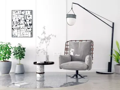 Modern leisure chair fabric 3D model