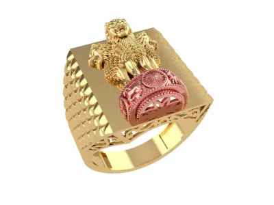 India Ashoka Gents Ring 3D print model