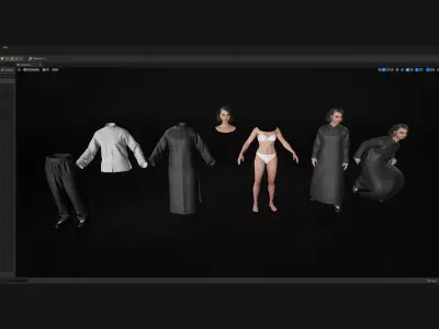 Woman in Martial Suit 5 - Modular - Rigged Low-poly 3D model