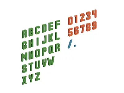 Letters of the alphabet and numbers Free low-poly 3D model
