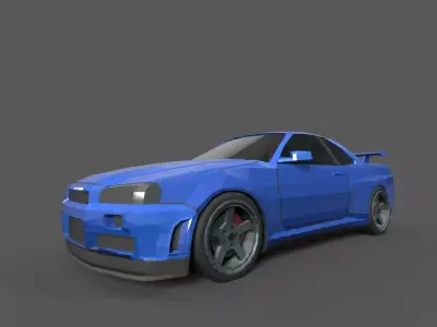 Nissan Skyline GTR R35 GameReady for mobile Low-poly 3D model