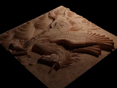 Flying Unicorn CNC 3d Print High Relief Sand Casting 3D print model