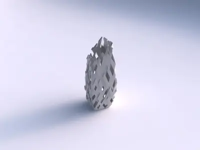 Vase bent rectangle with cuts and bulges 3D print model