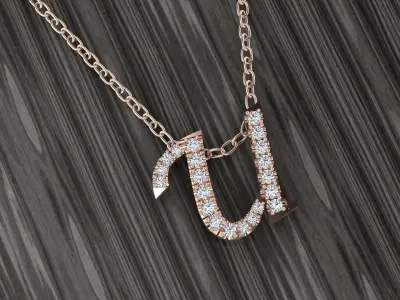 Jewelry Alphabet Pendant U 3D print model