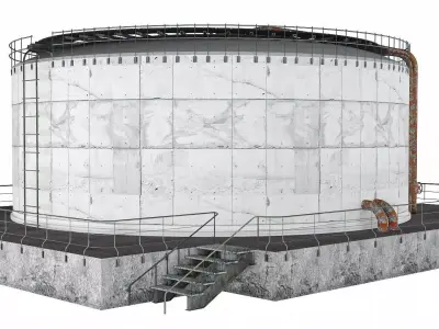 Huge Oil Tank Low-poly 3D model