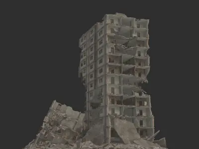 destroyed building Low-poly 3D model