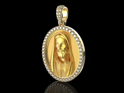 JESUS With Diamonds Pendant 3D print model