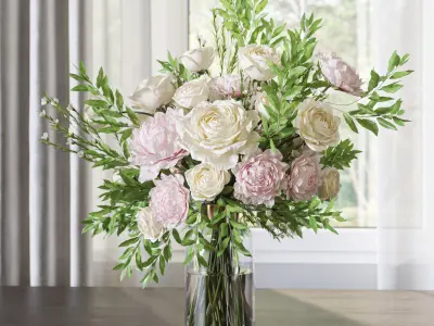 Flower Set 066 Rose Peonies 3D model