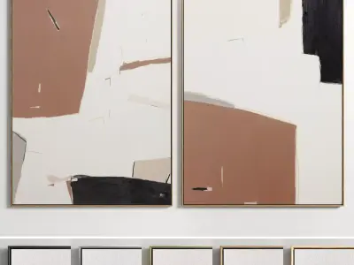 Plaster Two Photo Frame E-29 Low-poly 3D model
