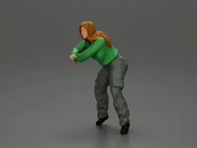 motorcyclist woman hoodie sitting on motorcycle 3D print model