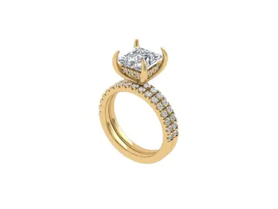 Solitaire Princess Bridal Set 3D print model