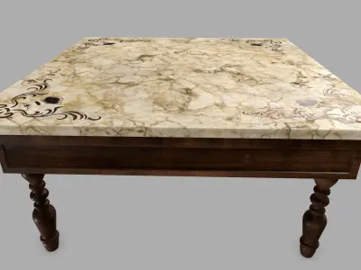 Table person marble top dining Low-poly 3D model