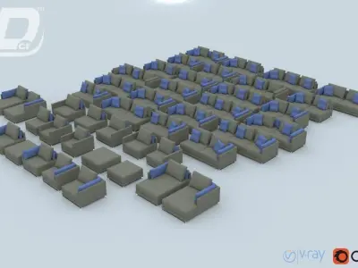 Oona Sofa Modular Set 3D model