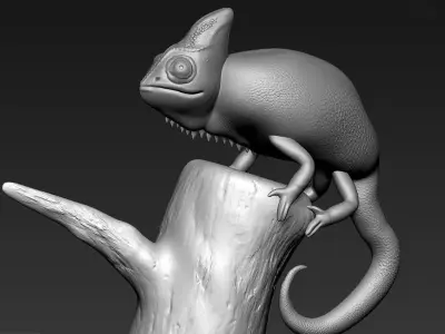 Chameleon on tree 3D model