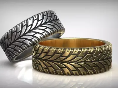 Tire Tread Auto Dirt Ring Wedding Band 3D print model
