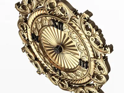 Classic Wall Clock 019 Gold Low-poly 3D model